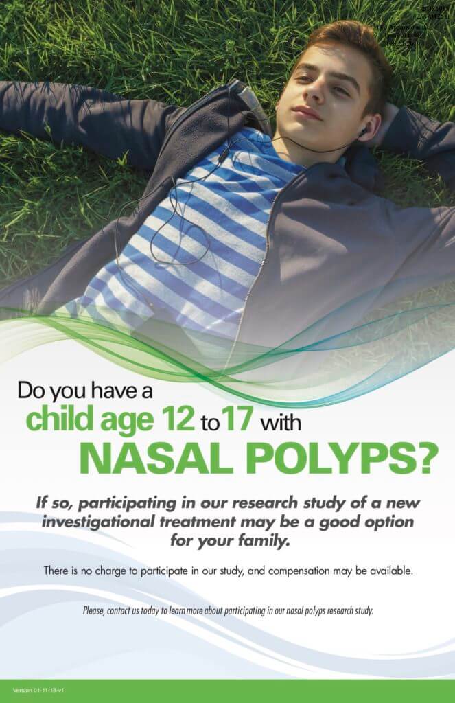 Ad for clinical study for Adolescents with Nasal Polyps