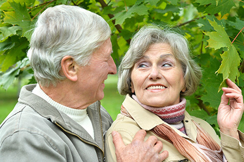 Senior Couple Talking in Park