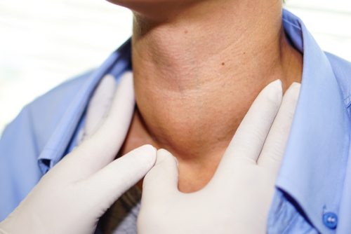 a neck lump being inspected.