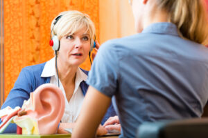 Woman receiving a Hearing Test